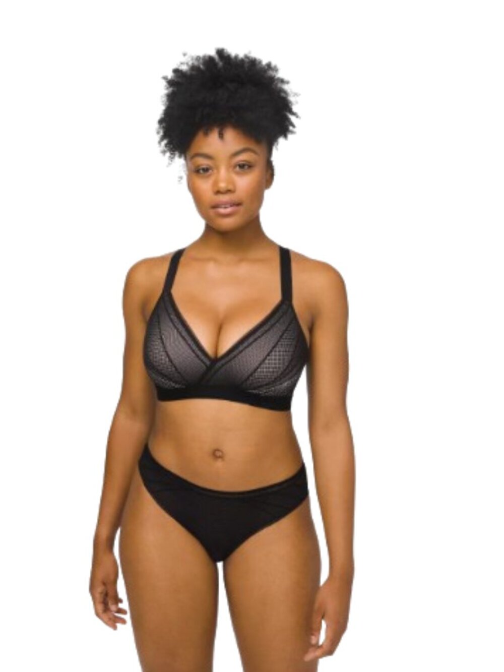 LULULEMON Bra 36C Awake Lace Black Beige Sexy Comfortable Wireless Support